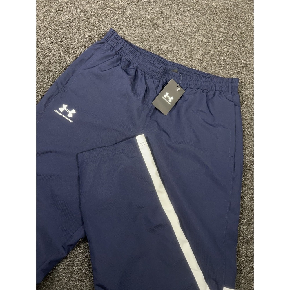 New Under Armour Vital Woven Training Pants Mens L Blue Loose Mesh Lined Outdoor